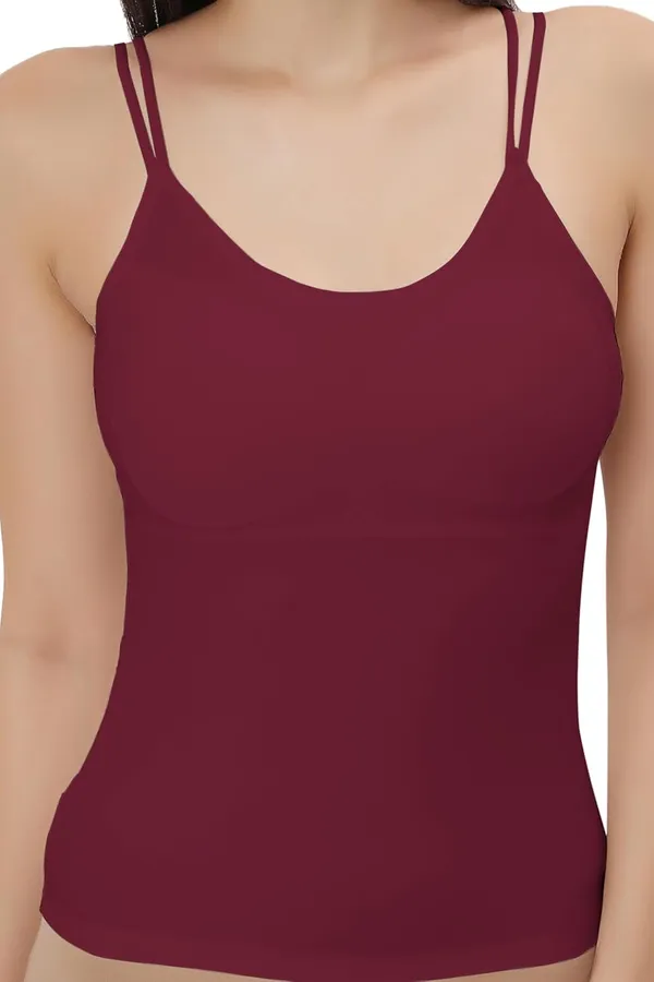 Maroon_Silk_Smooth_Full_Camisole/Spaghetti-_Padded,_Wire-Free,_Quick_Dry,_Body_Fit_Design,_Comfy_&_Flexible_For_Women