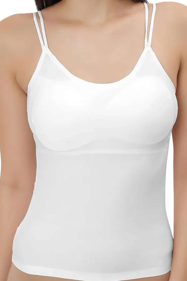 White_Silk_Smooth_Full_Camisole/Spaghetti-_Padded,_Wire-Free,_Quick_Dry,_Body_Fit_Design,_Comfy_&_Flexible_For_Women