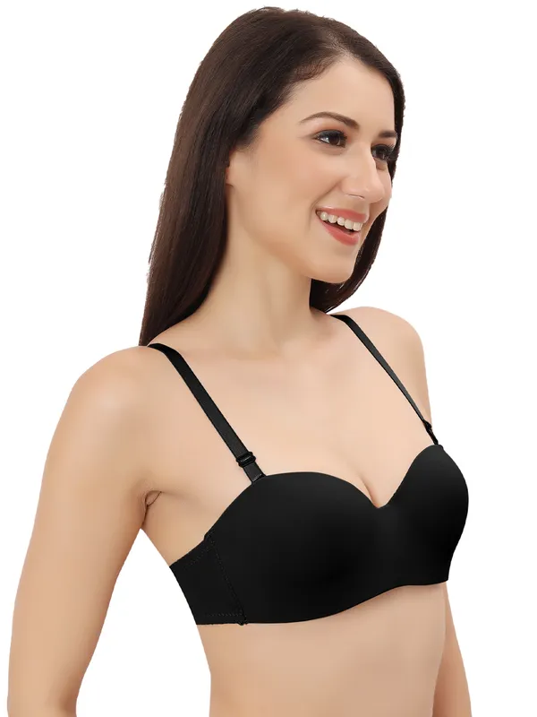 Black_Nylon-Spandex_Blend_Ultra-Comfort_Seamless_Push-Up_Bra_|_Cotten_Padded_For_Women