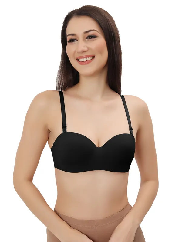 Black_Nylon-Spandex_Blend_Ultra-Comfort_Seamless_Push-Up_Bra_|_Cotten_Padded_For_Women