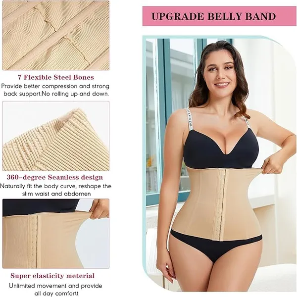 Black_Seamless_Tummy_Control_Belt_|_Stretchable_Cotton_Shapewear_For_Waist_Slimming,_Postpartum_Recovery_For_Women