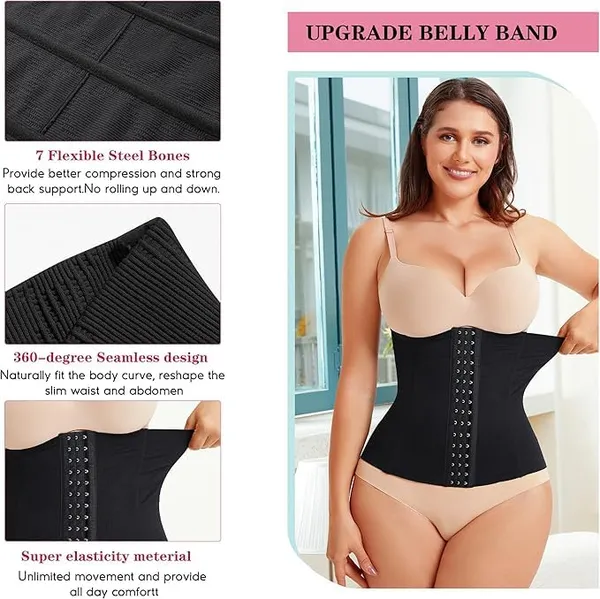 Black_Seamless_Tummy_Control_Belt_|_Stretchable_Cotton_Shapewear_For_Waist_Slimming,_Postpartum_Recovery_For_Women