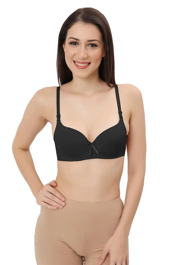 Black_Multiway_Padded_Wired_Bra_Cotton_Elastane_Stretch_Medium_Coverage_Multiway_Styling_T-Shirt_Bra_With_Detachable_Straps_For_Women