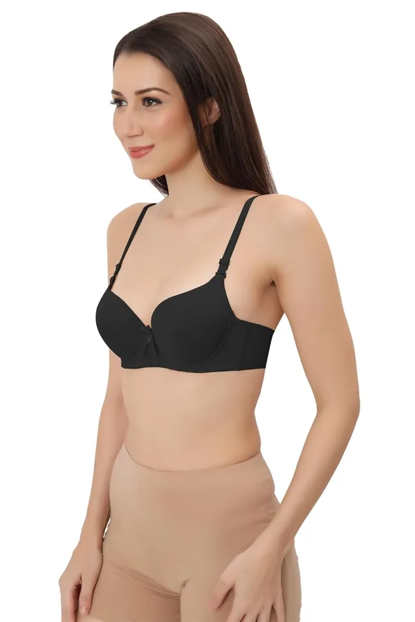 Black_Multiway_Padded_Wired_Bra_Cotton_Elastane_Stretch_Medium_Coverage_Multiway_Styling_T-Shirt_Bra_With_Detachable_Straps_For_Women