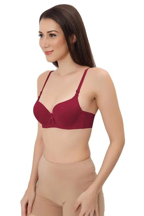 Maroon_Multiway_Padded_Wired_Bra_Cotton_Elastane_Stretch_Medium_Coverage_Multiway_Styling_T-Shirt_Bra_With_Detachable_Straps_For_Women