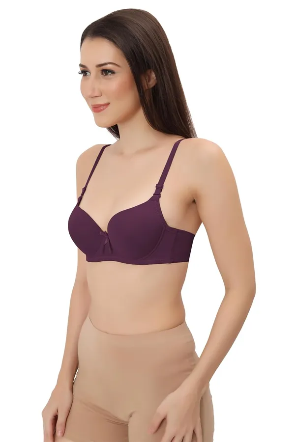 Wine_Multiway_Padded_Wired_Bra_Cotton_Elastane_Stretch_Medium_Coverage_Multiway_Styling_T-Shirt_Bra_With_Detachable_Straps_For_Women