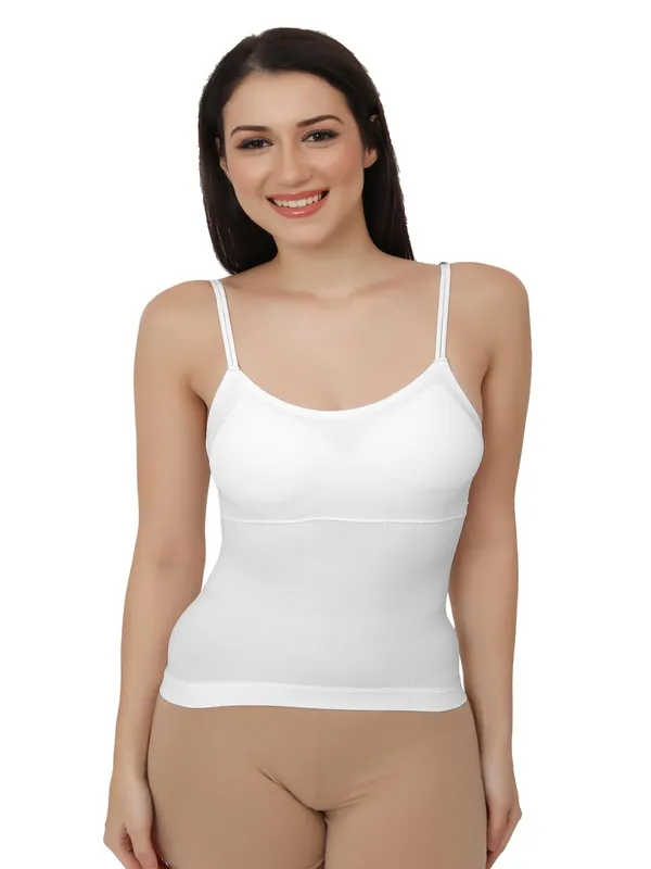 White_Cotton_Stretch_Full-Length_Camisole_|_Versatile_Tank_Top_With_Removable_Pads_|_Lightly_Padded_For_Comfort_|_Wire_Free_|_All_Day_Comfort_For_Women