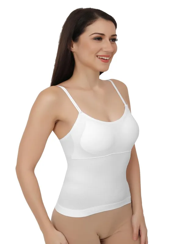 White_Cotton_Stretch_Full-Length_Camisole_|_Versatile_Tank_Top_With_Removable_Pads_|_Lightly_Padded_For_Comfort_|_Wire_Free_|_All_Day_Comfort_For_Women