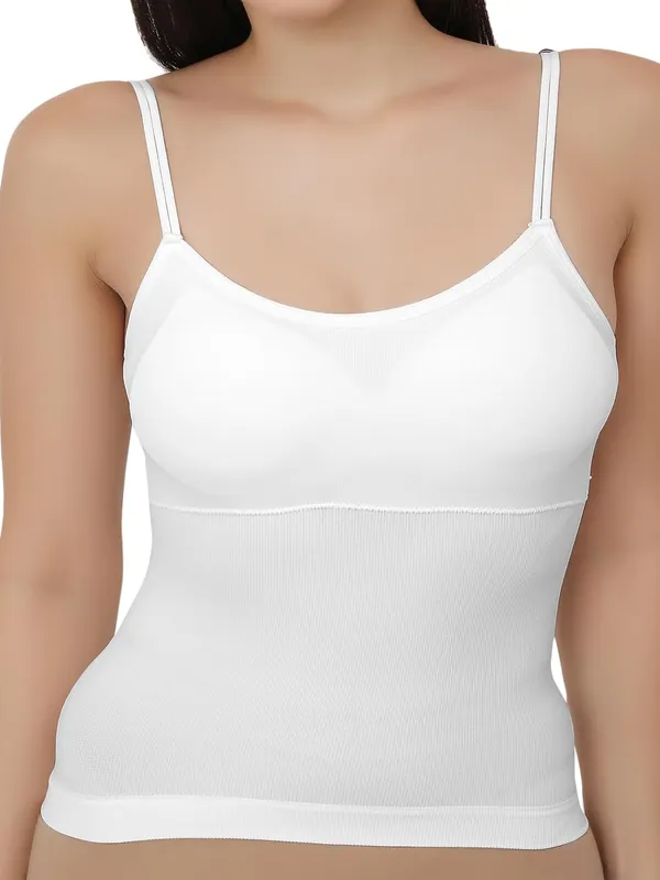 White_Cotton_Stretch_Full-Length_Camisole_|_Versatile_Tank_Top_With_Removable_Pads_|_Lightly_Padded_For_Comfort_|_Wire_Free_|_All_Day_Comfort_For_Women