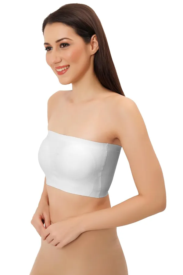 White_Ice_Silk_Seamless_Strapless_Padded_Tube_Bra_(Designed_&_Tested_In_Europe)_|_Non-Wired_Bandeau_Bra__For_Women