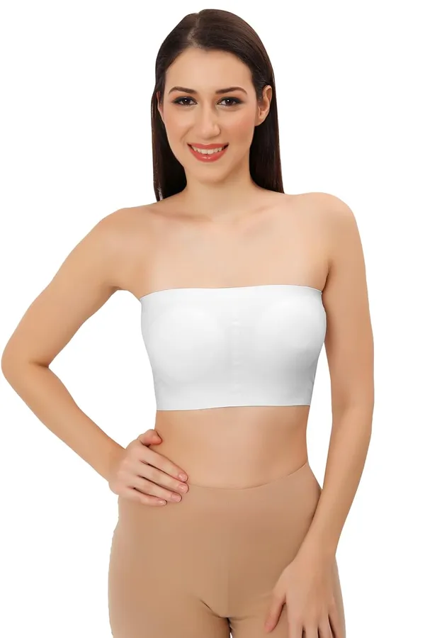 White_Ice_Silk_Seamless_Strapless_Padded_Tube_Bra_(Designed_&_Tested_In_Europe)_|_Non-Wired_Bandeau_Bra__For_Women