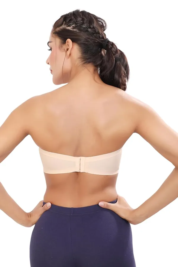 Beige_Nylon_&_Spandex_Lightly_Padded_Non-Wired_Bandeau/Tube_Bra_|_Easy_To_Wear_|_All_Day_Comfort_|_Icy_Silk_Material_Black_For_Women
