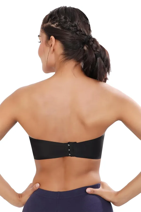 Black_Nylon_&_Spandex_Lightly_Padded_Non-Wired_Bandeau/Tube_Bra_|_Easy_To_Wear_|_All_Day_Comfort_|_Icy_Silk_Material_Black_For_Women
