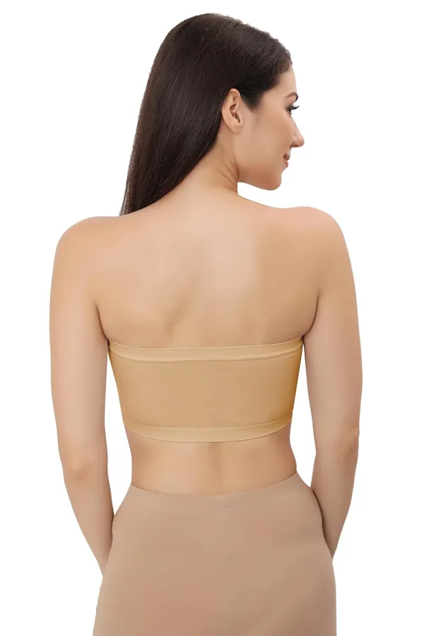 Beige_Flexifit_Nylon_Spandex_Tube_Sports_Bra_-_Non-Padded,_Wire-Free_Comfort_&_Seamless_For_Women