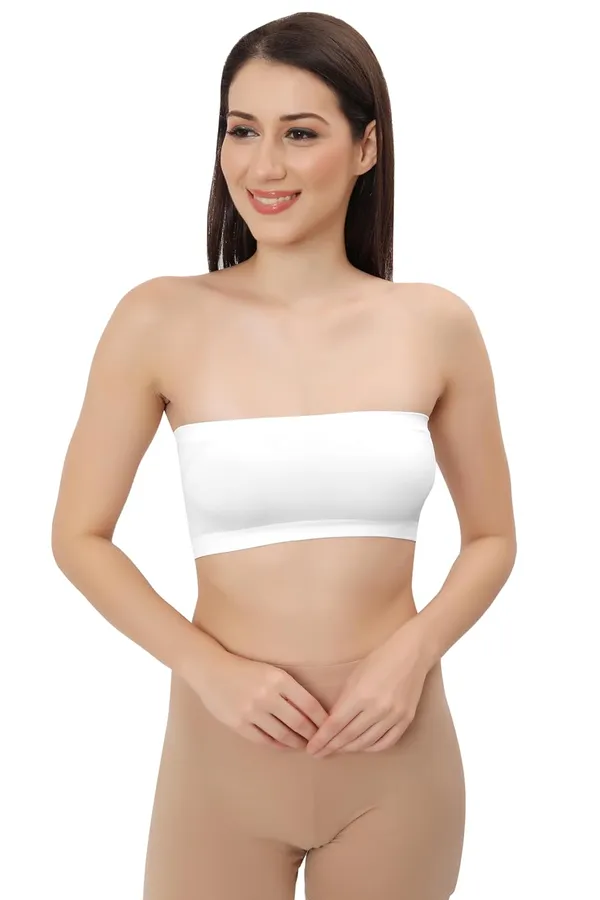 White_Flexifit_Nylon_Spandex_Tube_Sports_Bra_-_Non-Padded,_Wire-Free_Comfort_&_Seamless_For_Women