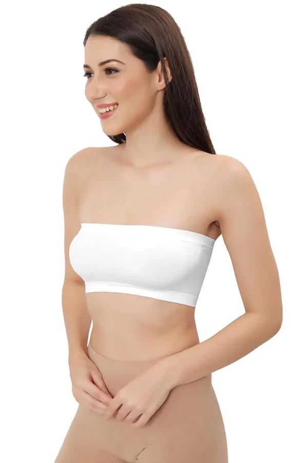 White_Flexifit_Nylon_Spandex_Tube_Sports_Bra_-_Non-Padded,_Wire-Free_Comfort_&_Seamless_For_Women