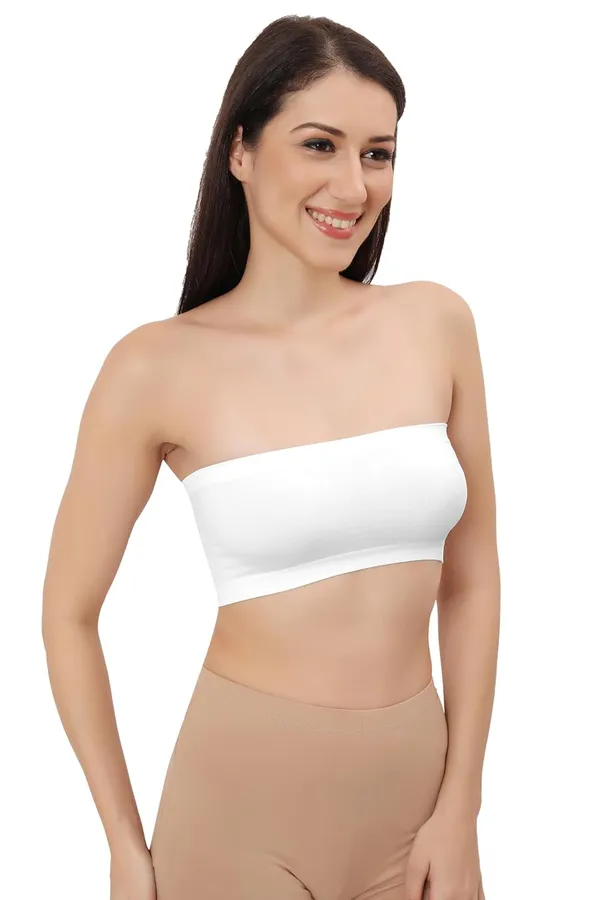 White_Flexifit_Nylon_Spandex_Tube_Sports_Bra_-_Non-Padded,_Wire-Free_Comfort_&_Seamless_For_Women