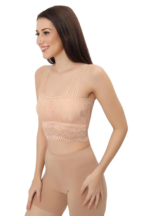 Beige_Lace_Cotton_Padded_Tube_Bra/Blouse_-_Versatile_&_Comfortable_For_Women