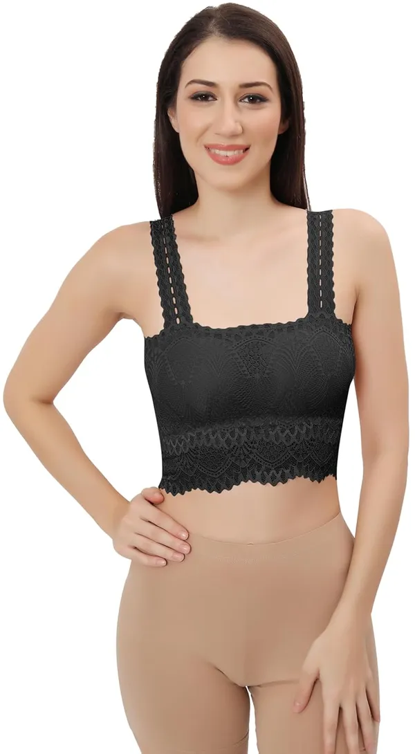 Black_Lace_Cotton_Padded_Tube_Bra/Blouse_-_Versatile_&_Comfortable_For_Women