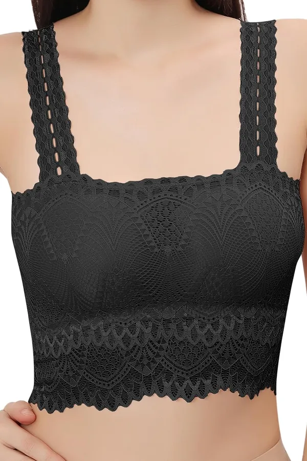 Black_Lace_Cotton_Padded_Tube_Bra/Blouse_-_Versatile_&_Comfortable_For_Women