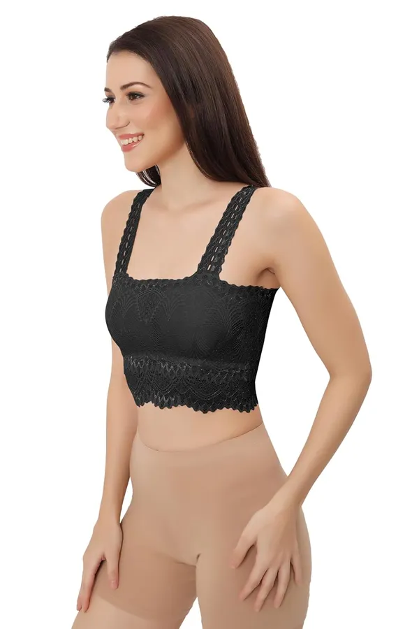 Black_Lace_Cotton_Padded_Tube_Bra/Blouse_-_Versatile_&_Comfortable_For_Women
