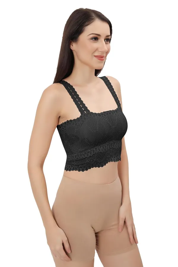 Black_Lace_Cotton_Padded_Tube_Bra/Blouse_-_Versatile_&_Comfortable_For_Women
