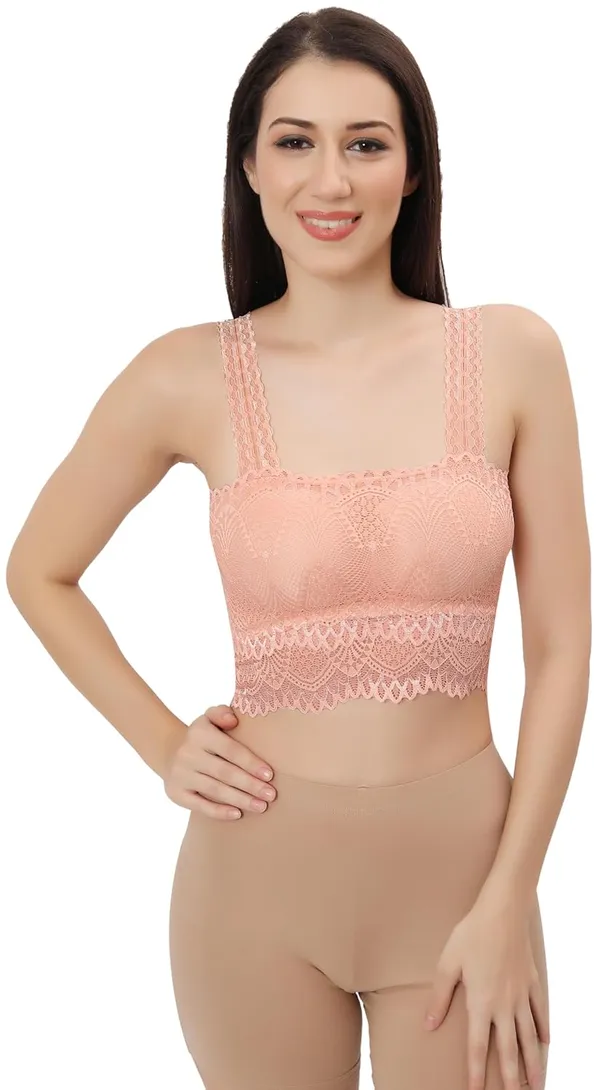 Pink_Lace_Cotton_Padded_Tube_Bra/Blouse_-_Versatile_&_Comfortable_For_Women