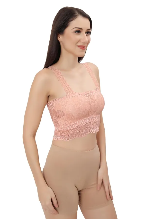 Pink_Lace_Cotton_Padded_Tube_Bra/Blouse_-_Versatile_&_Comfortable_For_Women