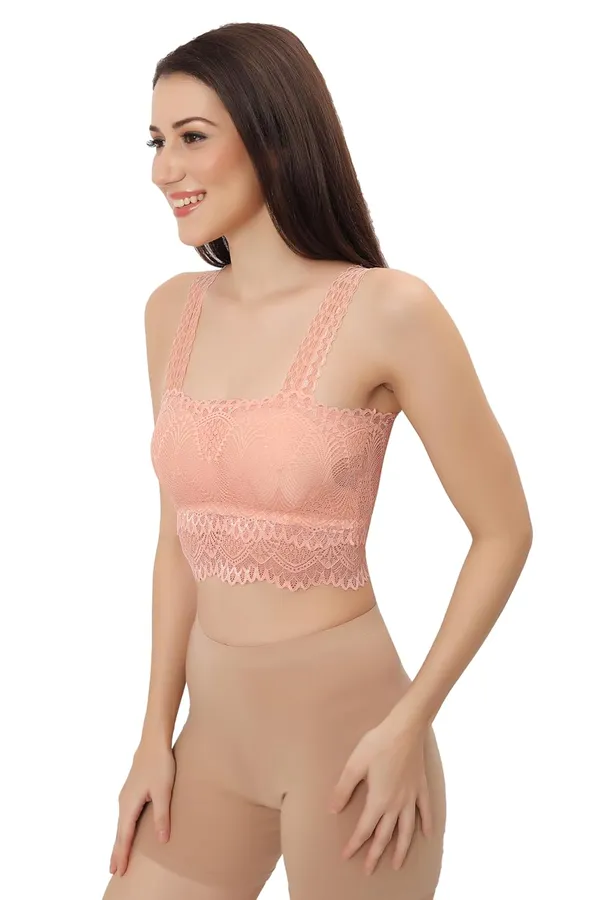 Pink_Lace_Cotton_Padded_Tube_Bra/Blouse_-_Versatile_&_Comfortable_For_Women