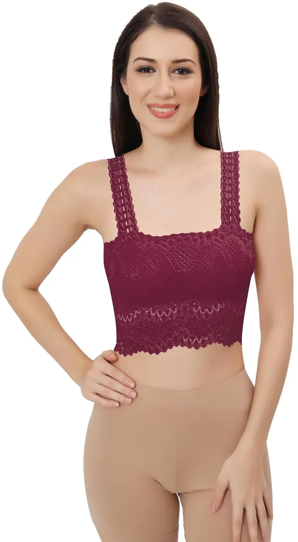 Wine_Lace_Cotton_Padded_Tube_Bra/Blouse_-_Versatile_&_Comfortable_For_Women