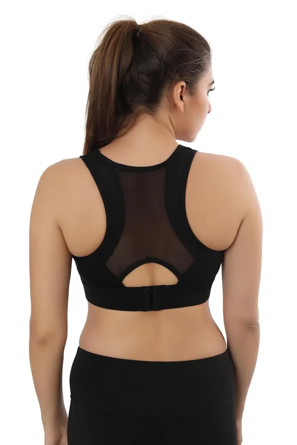 Black_High-Performance_Sports_Bra_With_Breathable_Mesh_Racerback,_Removable_Pads,_Hook_Closure_-_Stylish_&_Supportive_Wear_For_Gym_&_Yoga_For_Women
