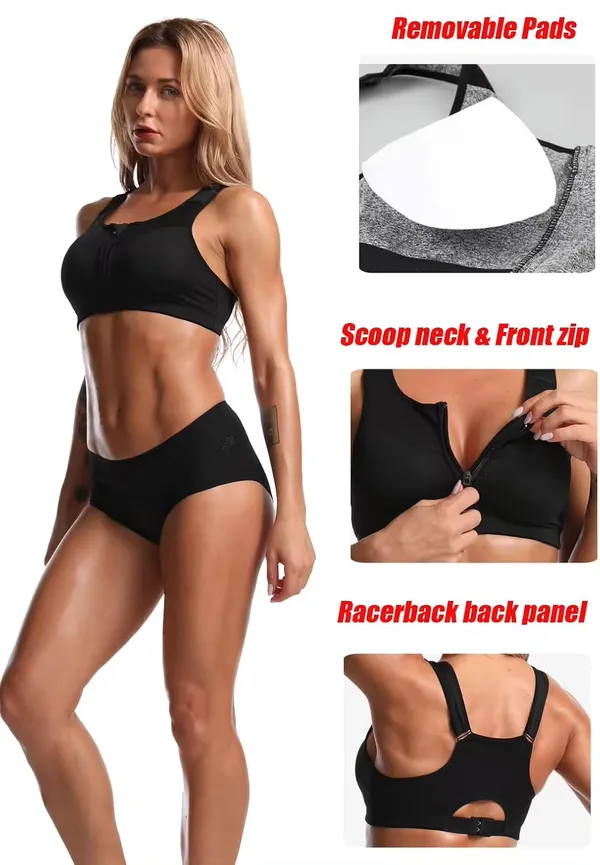 Grey_High_Support_Padded_Front_Zip_Racerback_Sports_Bra_With_Adjustable_Straps_For_Women