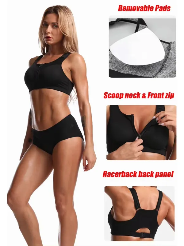 Pink_High_Support_Padded_Front_Zip_Racerback_Sports_Bra_With_Adjustable_Straps_For_Women