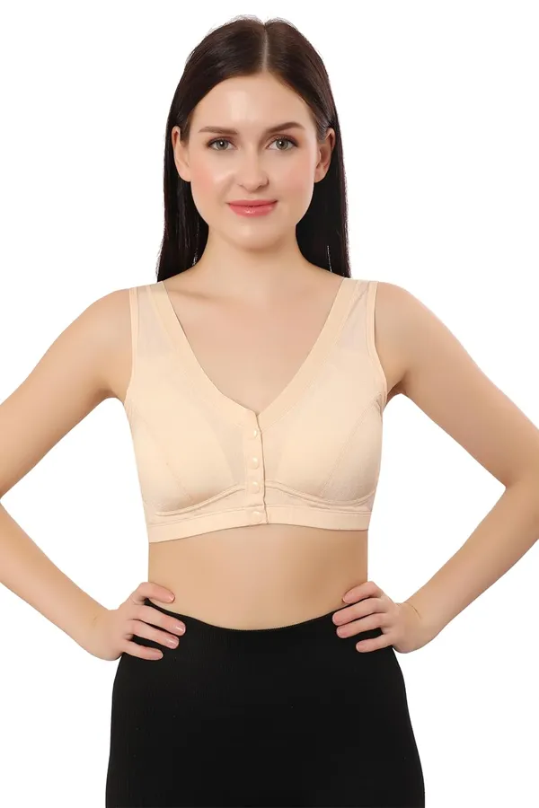 Beige_Lightly_Padded_Front_Open_Maternity/Nursing/Post_Surgery_Bra_|_Everyday_Comfort_|_Nylon_Spandex_Blend__For_Women