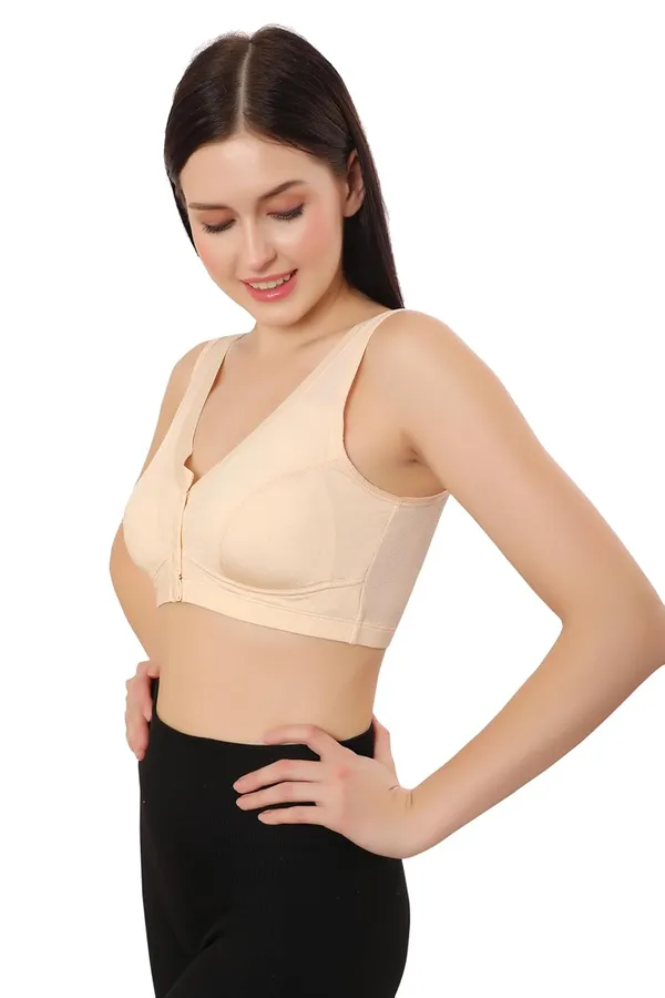 Beige_Lightly_Padded_Front_Open_Maternity/Nursing/Post_Surgery_Bra_|_Everyday_Comfort_|_Nylon_Spandex_Blend__For_Women