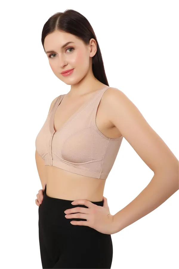 Brown_Lightly_Padded_Front_Open_Maternity/Nursing/Post_Surgery_Bra_|_Everyday_Comfort_|_Nylon_Spandex_Blend__For_Women