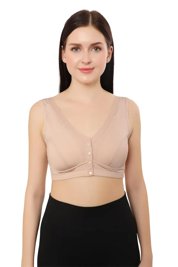Brown_Lightly_Padded_Front_Open_Maternity/Nursing/Post_Surgery_Bra_|_Everyday_Comfort_|_Nylon_Spandex_Blend__For_Women