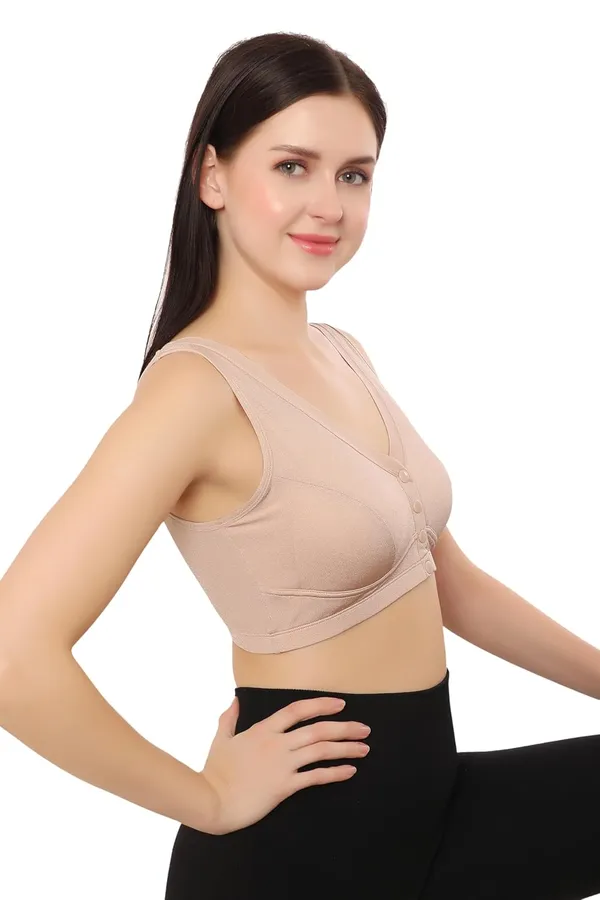 Brown_Lightly_Padded_Front_Open_Maternity/Nursing/Post_Surgery_Bra_|_Everyday_Comfort_|_Nylon_Spandex_Blend__For_Women