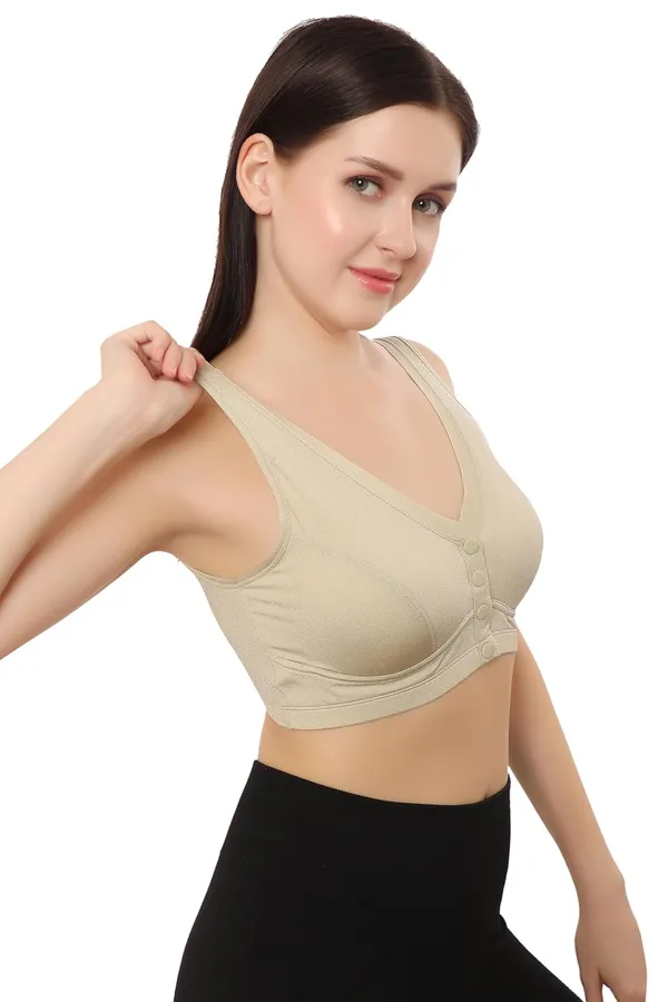 Green_Lightly_Padded_Front_Open_Maternity/Nursing/Post_Surgery_Bra_|_Everyday_Comfort_|_Nylon_Spandex_Blend__For_Women