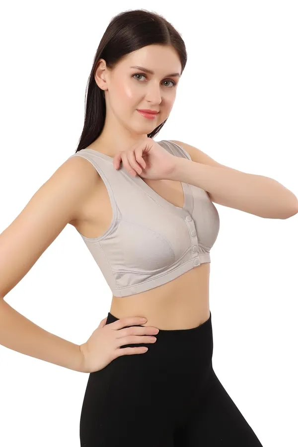 Grey_Lightly_Padded_Front_Open_Maternity/Nursing/Post_Surgery_Bra_|_Everyday_Comfort_|_Nylon_Spandex_Blend__For_Women