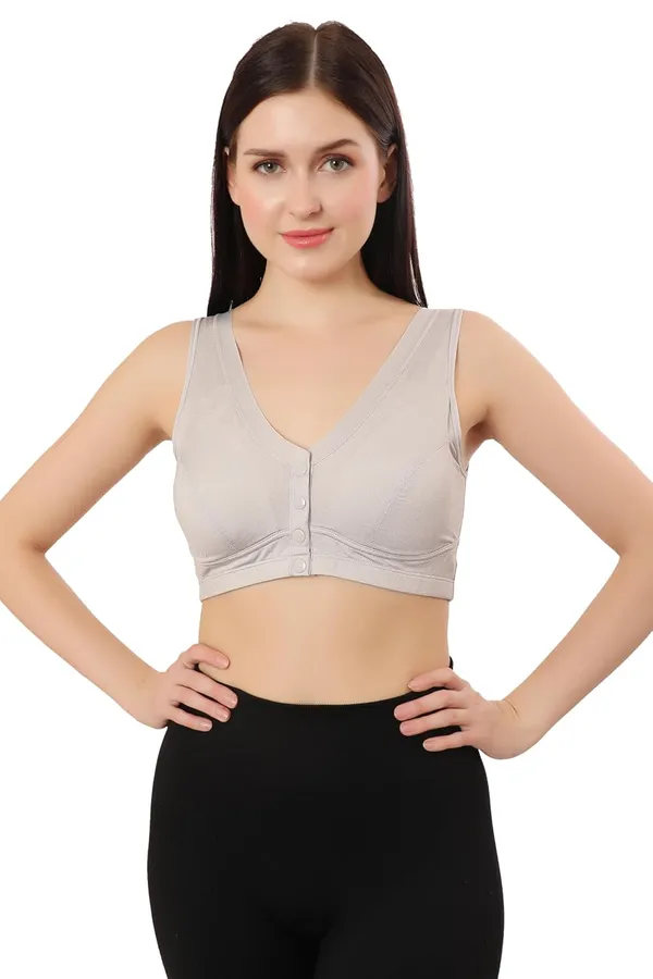 Grey_Lightly_Padded_Front_Open_Maternity/Nursing/Post_Surgery_Bra_|_Everyday_Comfort_|_Nylon_Spandex_Blend__For_Women