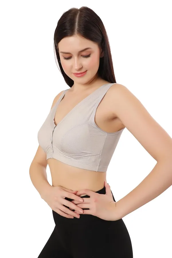 Grey_Lightly_Padded_Front_Open_Maternity/Nursing/Post_Surgery_Bra_|_Everyday_Comfort_|_Nylon_Spandex_Blend__For_Women