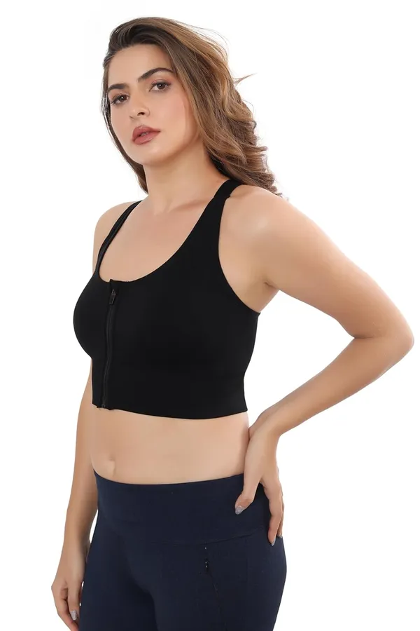 Black_Front_Zip_Longline_Sports_Bra_With_Removable_Pads_|_Double_Criss_Cross_Back_Support_|_Seamless_Padded_High_Support_For_Women