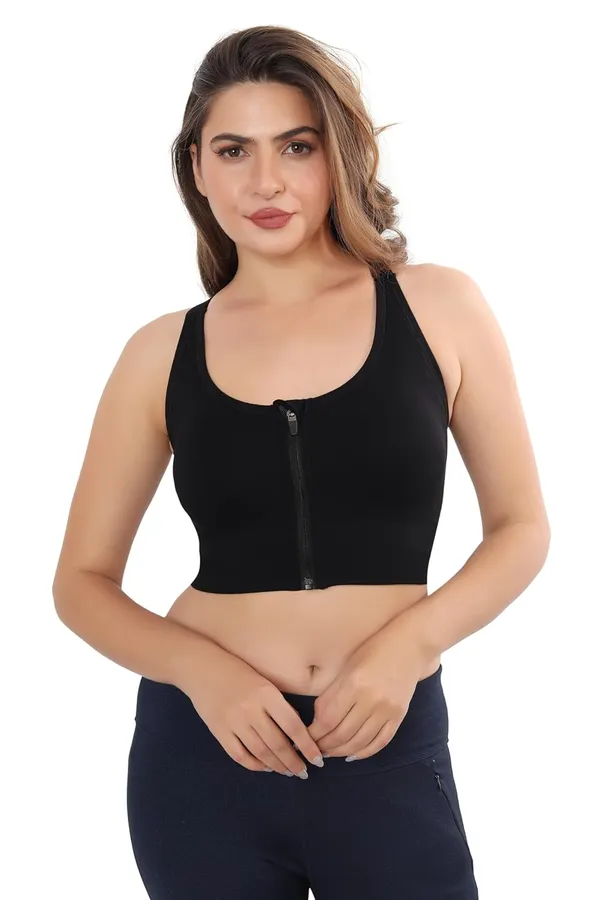 Black_Front_Zip_Longline_Sports_Bra_With_Removable_Pads_|_Double_Criss_Cross_Back_Support_|_Seamless_Padded_High_Support_For_Women