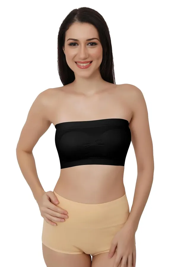 Black_Strapless_Comfort_With_Seamless_Bandeau_Tube_Bra_-_Removable_Pads,_Multi-Color_Range,Soft_Nylon-Spandex_Blend,_All-Day_Support_For_Women