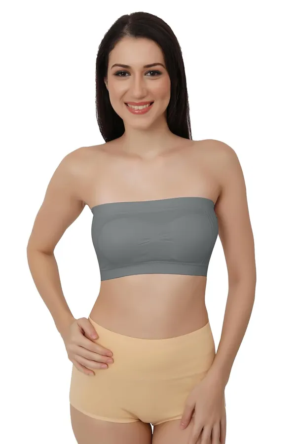 Grey_Strapless_Comfort_With_Seamless_Bandeau_Tube_Bra_-_Removable_Pads,_Multi-Color_Range,Soft_Nylon-Spandex_Blend,_All-Day_Support_For_Women