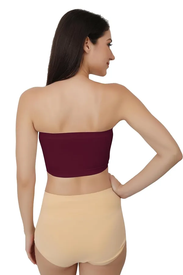 Maroon_Strapless_Comfort_With_Seamless_Bandeau_Tube_Bra_-_Removable_Pads,_Multi-Color_Range,Soft_Nylon-Spandex_Blend,_All-Day_Support_For_Women