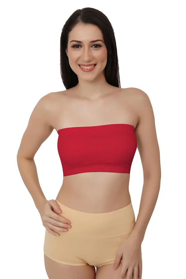 Red_Strapless_Comfort_With_Seamless_Bandeau_Tube_Bra_-_Removable_Pads,_Multi-Color_Range,Soft_Nylon-Spandex_Blend,_All-Day_Support_For_Women