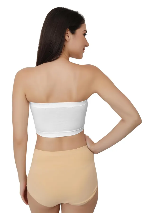 White_Strapless_Comfort_With_Seamless_Bandeau_Tube_Bra_-_Removable_Pads,_Multi-Color_Range,Soft_Nylon-Spandex_Blend,_All-Day_Support_For_Women