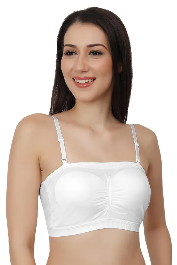 White_Luxetouch_Wirefree_Padded_Bandeau_(Tube)_Bra_With_Detachable_Straps_-_Nylon_Elastane_Blend_For_Ultimate_Comfort_(Designed_In_Europe)_For_Women